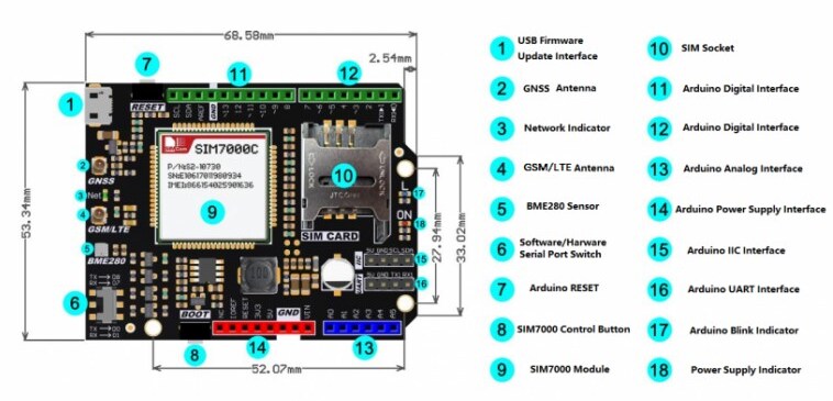DFRobot SIM7000C Arduino Expansion Shield